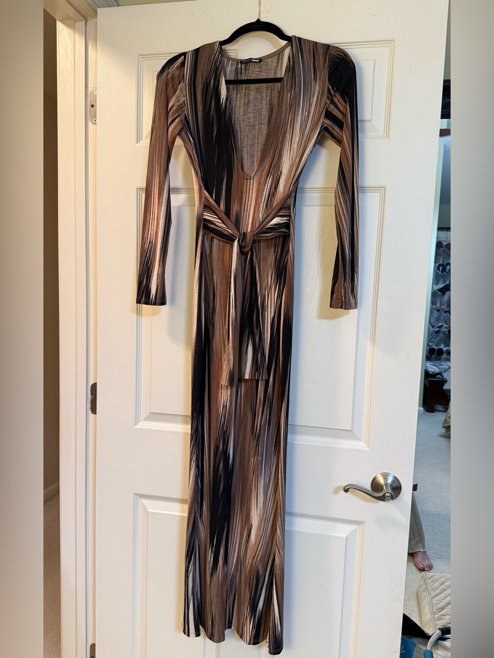 Fashion Nova Brown & Beige Striped Dress